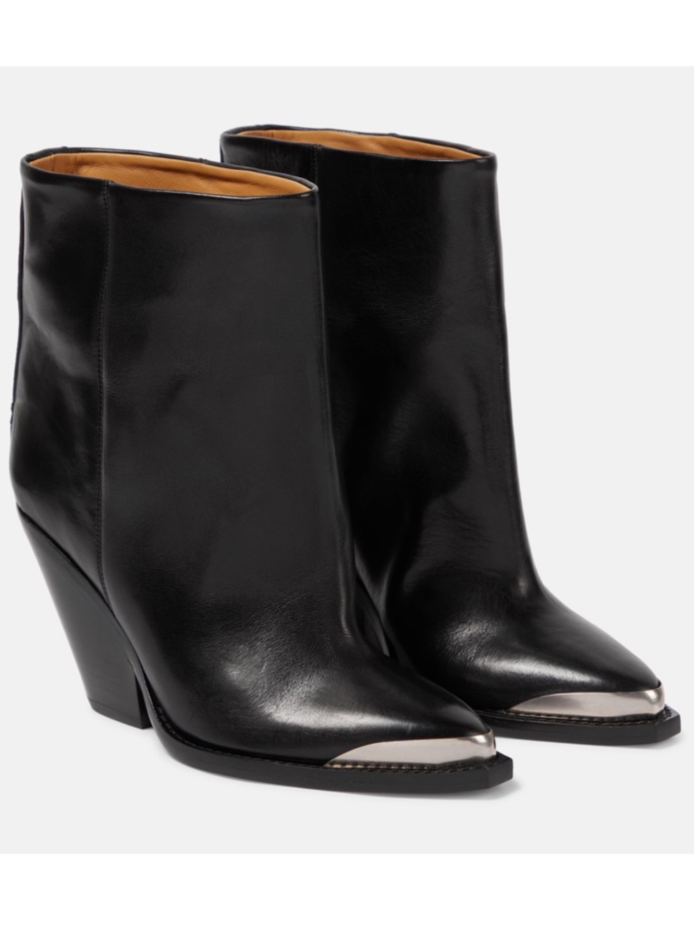 Isabel Marant Ladel Black Leather Ankle Boots with Silver Toe Cap 9 40 NWOB
